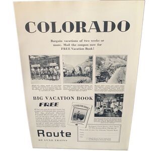 Vintage 1930 Colorado Route DeLuxe Trains Vacation Book Ad Advertisement